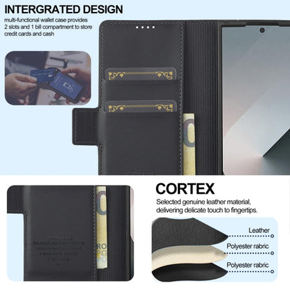 For Samsung Galaxy Z Fold6 LC.IMEEKE L1 Series Frosted Fine Texture PU Phone Case with Pen Slot, Pen Not Included(Black)