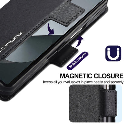 For Samsung Galaxy Z Fold6 LC.IMEEKE L1 Series Frosted Fine Texture PU Phone Case with Pen Slot, Pen Not Included(Black)