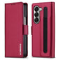 For Samsung Galaxy Z Fold6 LC.IMEEKE L1 Series Frosted Fine Texture PU Phone Case with Pen Slot, Pen Not Included(Red)