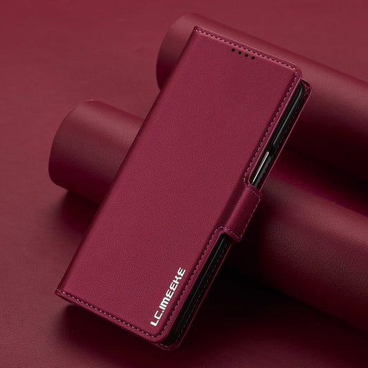 For Samsung Galaxy Z Fold6 LC.IMEEKE L1 Series Frosted Fine Texture PU Phone Case with Pen Slot, Pen Not Included(Red)