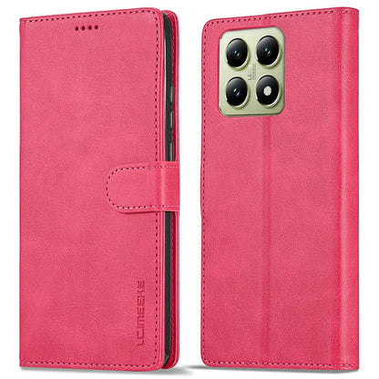 Pour Xiaomi 14T LC.IMEEKE Étui de téléphone en cuir texture veau (rouge)
