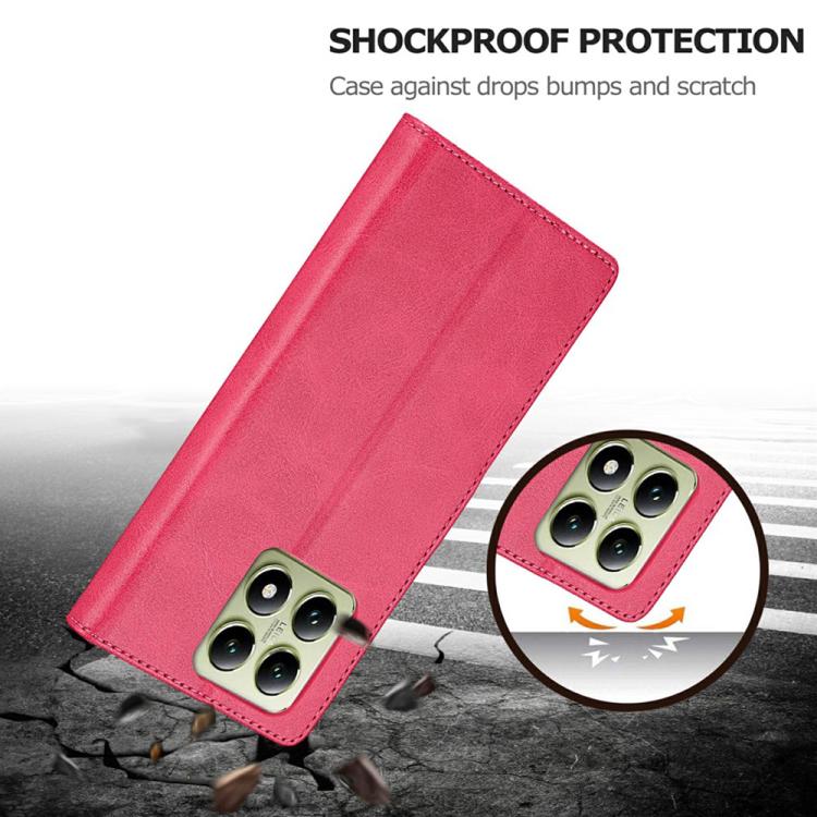 Pour Xiaomi 14T LC.IMEEKE Étui de téléphone en cuir texture veau (rouge)