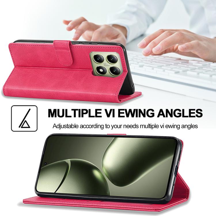 Pour Xiaomi 14T LC.IMEEKE Étui de téléphone en cuir texture veau (rouge)