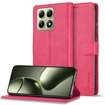 Pour Xiaomi 14T LC.IMEEKE Étui de téléphone en cuir texture veau (rouge)