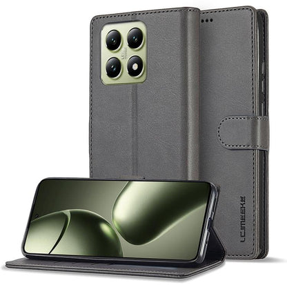 For Xiaomi 14T LC.IMEEKE Calf Texture Leather Phone Case(Grey)