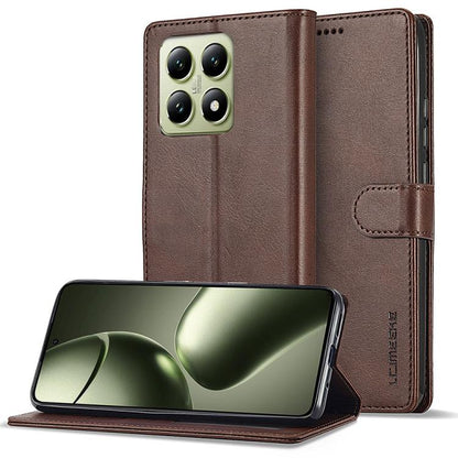 For Xiaomi 14T LC.IMEEKE Calf Texture Leather Phone Case(Coffee)