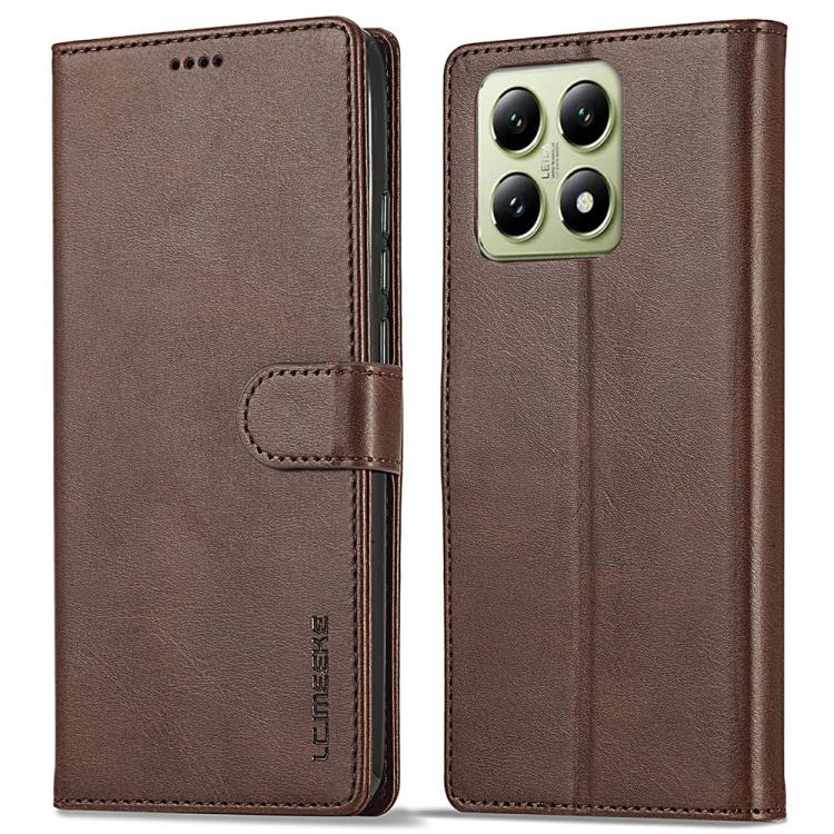 For Xiaomi 14T LC.IMEEKE Calf Texture Leather Phone Case(Coffee)