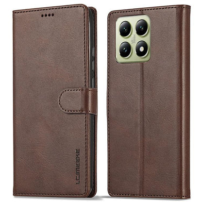 For Xiaomi 14T LC.IMEEKE Calf Texture Leather Phone Case(Coffee)