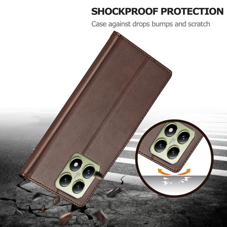 For Xiaomi 14T LC.IMEEKE Calf Texture Leather Phone Case(Coffee)