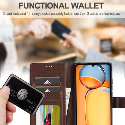For Xiaomi 14T LC.IMEEKE Calf Texture Leather Phone Case(Coffee)