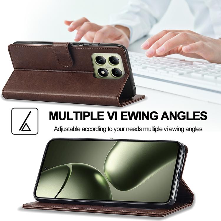 For Xiaomi 14T LC.IMEEKE Calf Texture Leather Phone Case(Coffee)