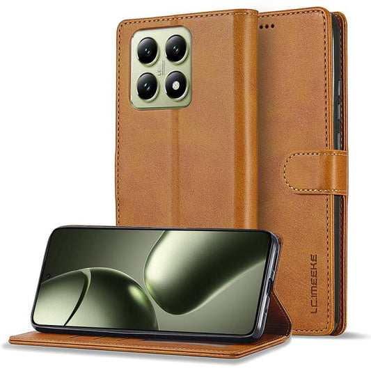 For Xiaomi 14T LC.IMEEKE Calf Texture Leather Phone Case(Brown)