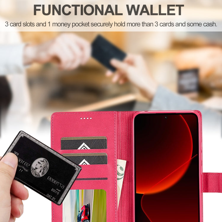 For Xiaomi 14T Pro LC.IMEEKE Calf Texture Leather Phone Case(Red)