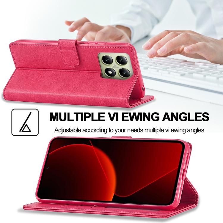 For Xiaomi 14T Pro LC.IMEEKE Calf Texture Leather Phone Case(Red)