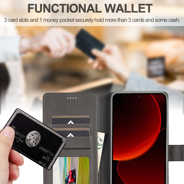 For Xiaomi 14T Pro LC.IMEEKE Calf Texture Leather Phone Case(Grey)