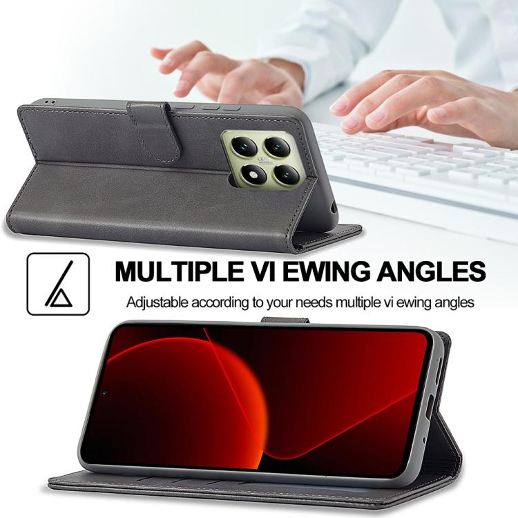 For Xiaomi 14T Pro LC.IMEEKE Calf Texture Leather Phone Case(Grey)