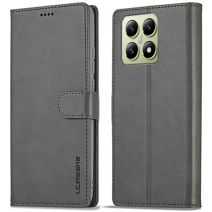 For Xiaomi 14T Pro LC.IMEEKE Calf Texture Leather Phone Case(Grey)
