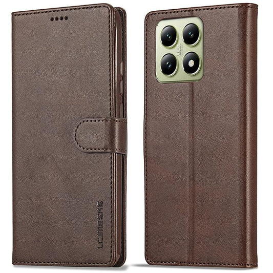 For Xiaomi 14T Pro LC.IMEEKE Calf Texture Leather Phone Case(Coffee)