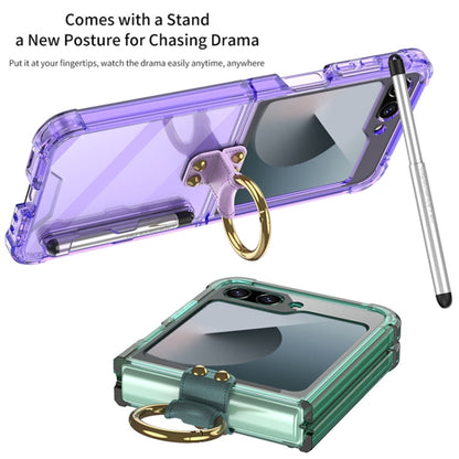 For Samsung Galaxy Z Flip6 / Flip7 FE GKK Airbag Protective Phone Case with Ring & Pen(Purple)