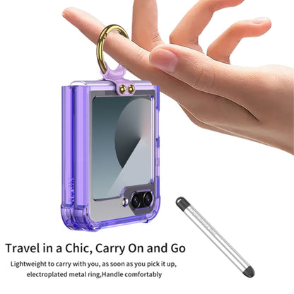 For Samsung Galaxy Z Flip6 / Flip7 FE GKK Airbag Protective Phone Case with Ring & Pen(Purple)
