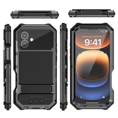 Pour iPhone 16 Plus R-JUST Étui de téléphone étanche à vie, anti-poussière, antichoc (noir)