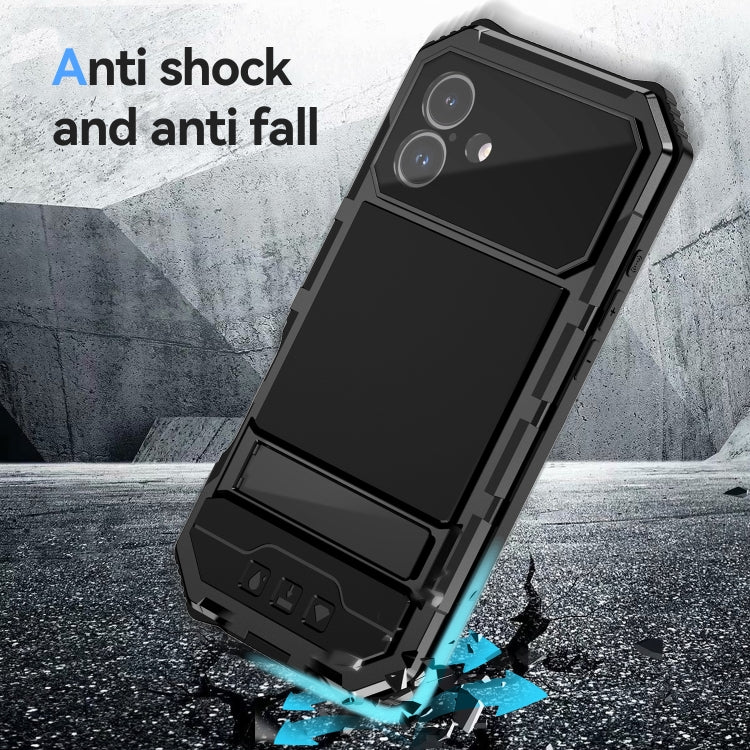 Pour iPhone 16 Plus R-JUST Étui de téléphone étanche à vie, anti-poussière, antichoc (noir)