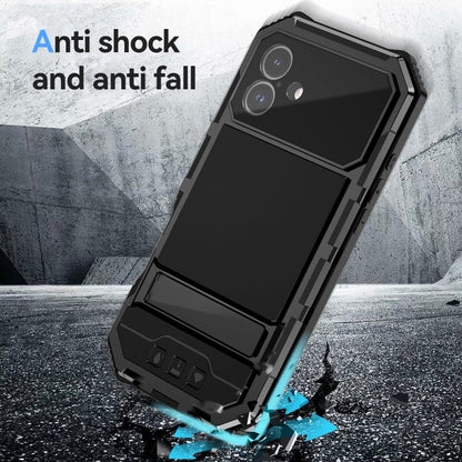 Pour iPhone 16 Plus R-JUST Étui de téléphone étanche à vie, anti-poussière, antichoc (noir)