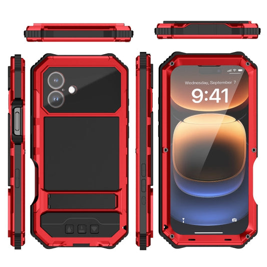 For iPhone 16 Plus R-JUST Life Waterproof Dustproof Shockproof Holder Phone Case(Red)