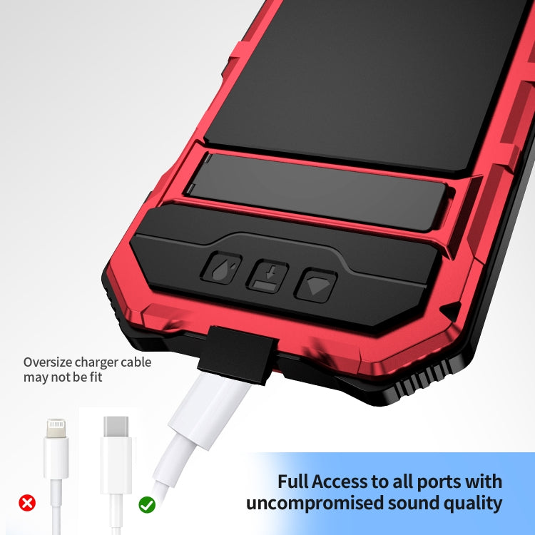 For iPhone 16 Plus R-JUST Life Waterproof Dustproof Shockproof Holder Phone Case(Red)