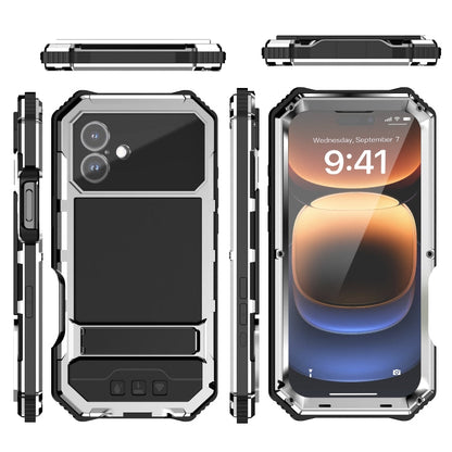 Pour iPhone 16 Plus R-JUST Étui de Téléphone Étanche à la Poussière et aux Chocs (Argent)