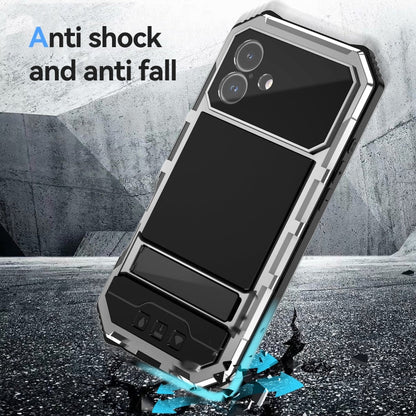 Pour iPhone 16 Plus R-JUST Étui de Téléphone Étanche à la Poussière et aux Chocs (Argent)