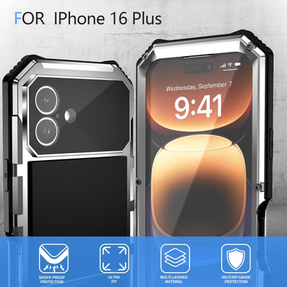 Pour iPhone 16 Plus R-JUST Étui de Téléphone Étanche à la Poussière et aux Chocs (Argent)