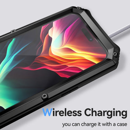 For iPhone 15 Pro Max R-JUST Life Waterproof Dustproof Shockproof Holder Phone Case(Black)