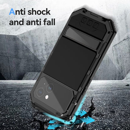 For iPhone 15 Plus R-JUST Life Waterproof Dustproof Shockproof Holder Phone Case(Black)