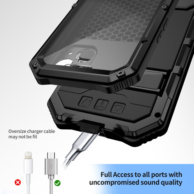 For iPhone 15 Plus R-JUST Life Waterproof Dustproof Shockproof Holder Phone Case(Black)