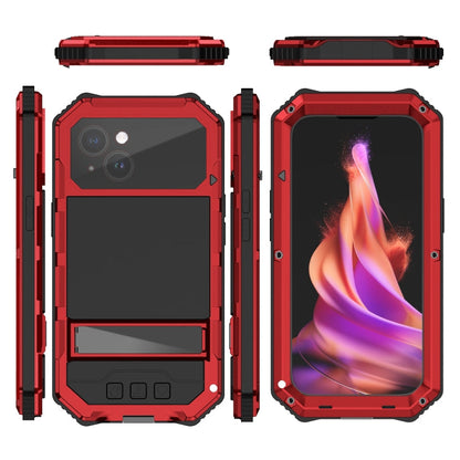 For iPhone 15 Plus R-JUST Life Waterproof Dustproof Shockproof Holder Phone Case(Red)