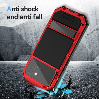 For iPhone 15 Plus R-JUST Life Waterproof Dustproof Shockproof Holder Phone Case(Red)