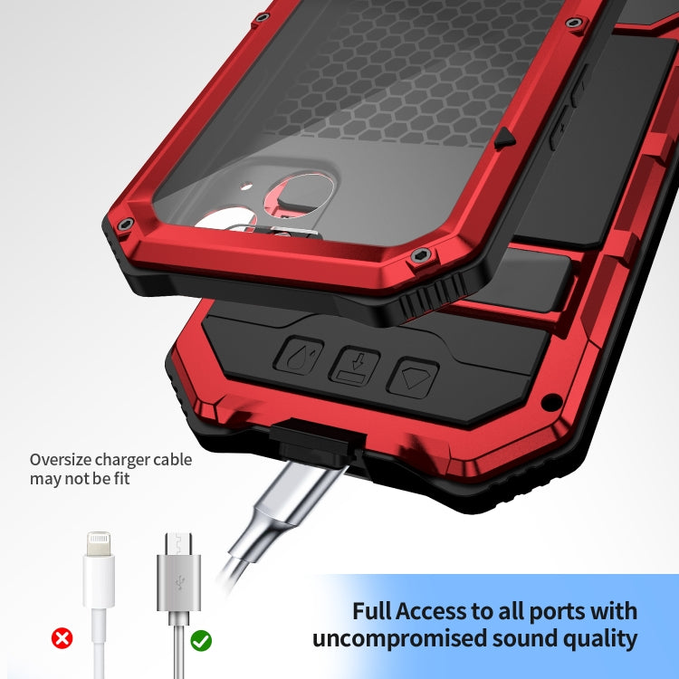For iPhone 15 Plus R-JUST Life Waterproof Dustproof Shockproof Holder Phone Case(Red)