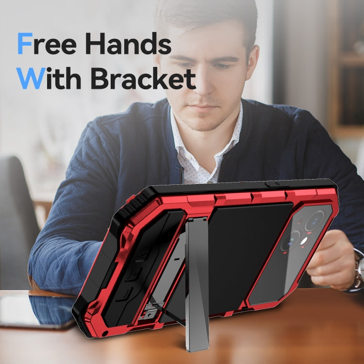 For iPhone 15 Plus R-JUST Life Waterproof Dustproof Shockproof Holder Phone Case(Red)