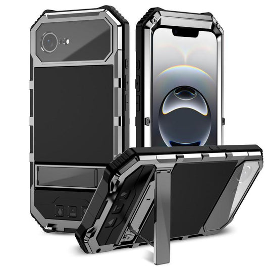 For iPhone 17e / 16e R-JUST Life Waterproof Dustproof Shockproof Holder Phone Case(Silver)
