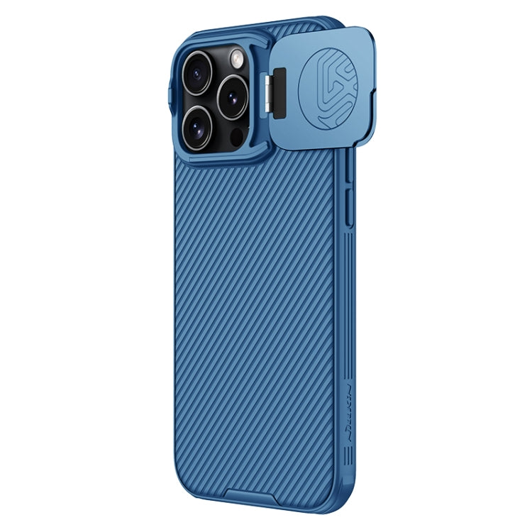 For iPhone 16 Pro NILLKIN Black Mirror Prop CD Texture Mirror Phone Case(Blue)