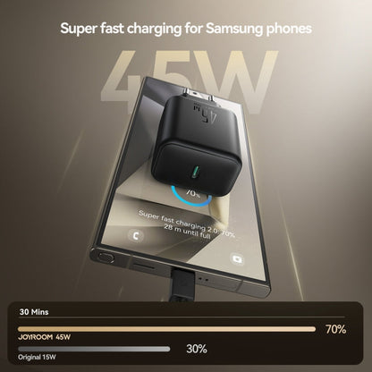 JOYROOM JR-TCG13 45W GaN USB-C / Type-C Port Super Fast Charger, Plug:EU Plug(Black)