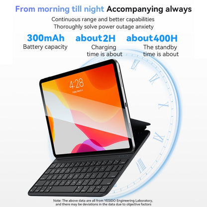 Pour iPad 10e génération 10,9 2022 Yesido Étui-clavier magnétique en cuir double face (Noir)