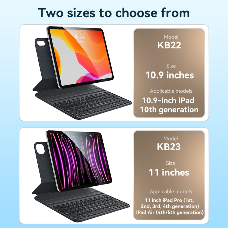 Pour iPad 10e génération 10,9 2022 Yesido Étui-clavier magnétique en cuir double face (Noir)