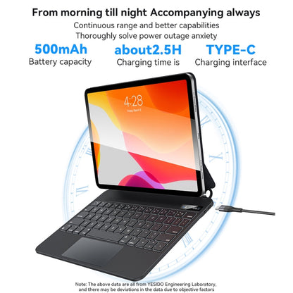 Pour iPad 10e génération 10,9 2022 Yesido Étui en cuir avec clavier magnétique et affichage numérique à clip double face (Noir)