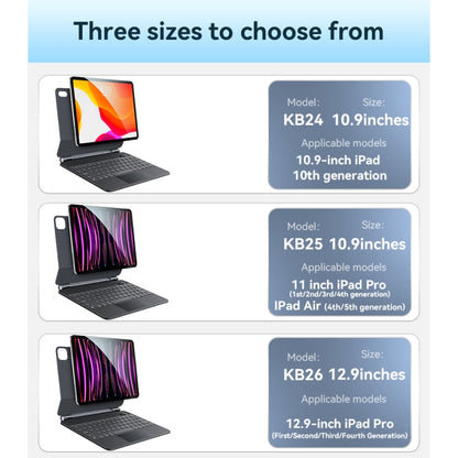 Pour iPad 10e génération 10,9 2022 Yesido Étui en cuir avec clavier magnétique et affichage numérique à clip double face (Noir)