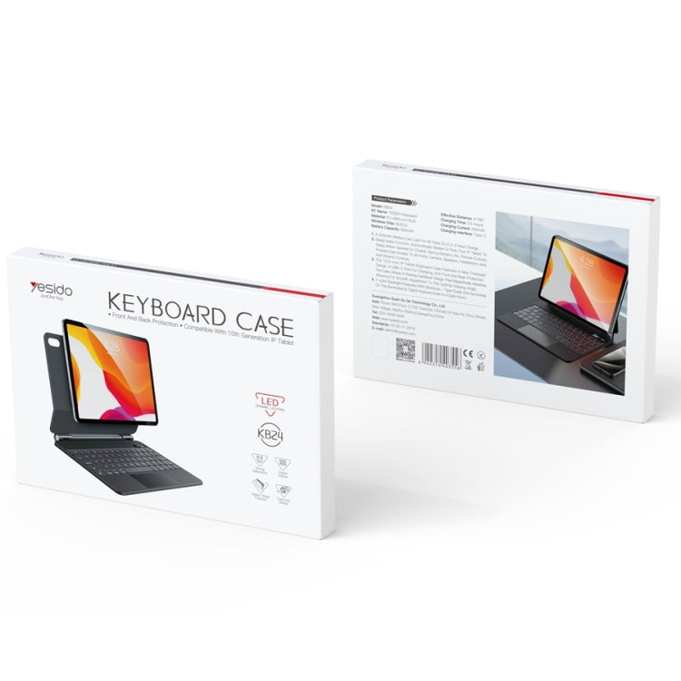Pour iPad 10e génération 10,9 2022 Yesido Étui en cuir avec clavier magnétique et affichage numérique à clip double face (Noir)