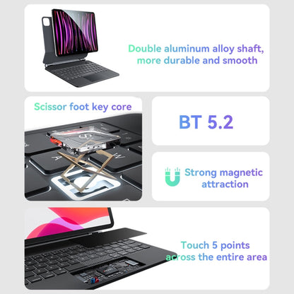 Pour iPad 10e génération 10,9 2022 Yesido Étui en cuir avec clavier magnétique et affichage numérique à clip double face (Noir)