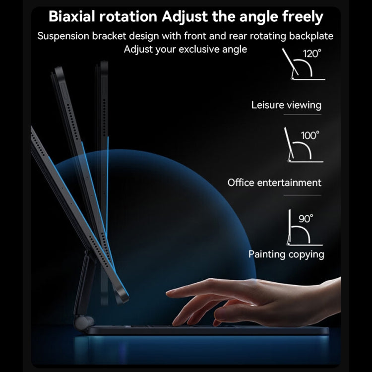 Pour iPad 10e génération 10,9 2022 Yesido Étui en cuir avec clavier magnétique et affichage numérique à clip double face (Noir)