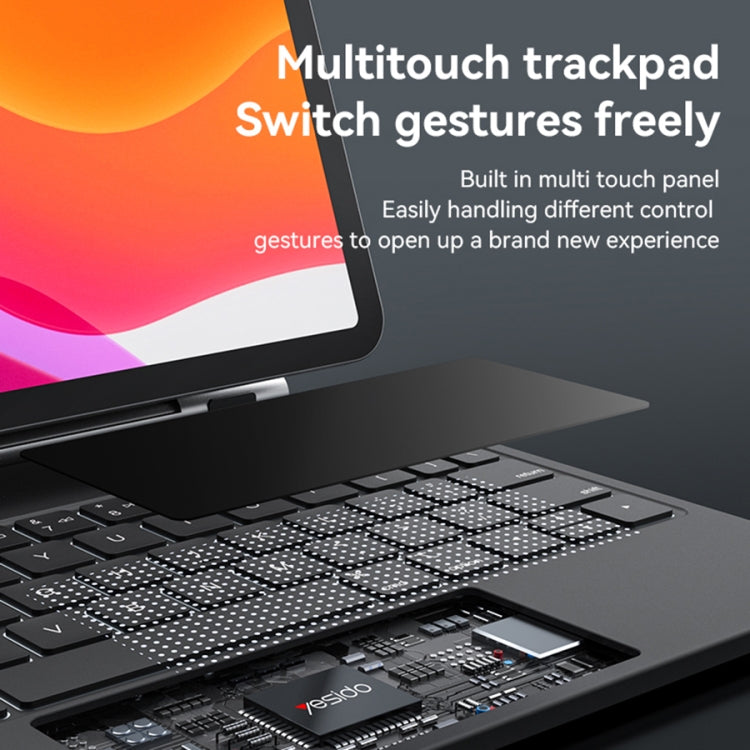Pour iPad 10e génération 10,9 2022 Yesido Étui en cuir avec clavier magnétique et affichage numérique à clip double face (Noir)